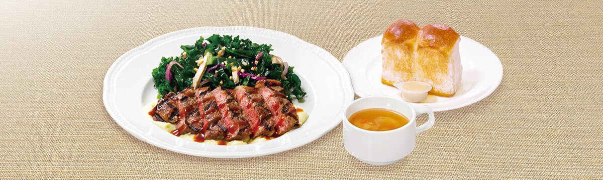 アンガスサーロインステーキサラダランチ(スープ・パン付)