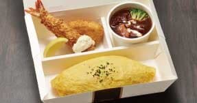 ビーフシチューオムライス 天然海老フライ&紅ずわい蟹のクリームコロッケ付