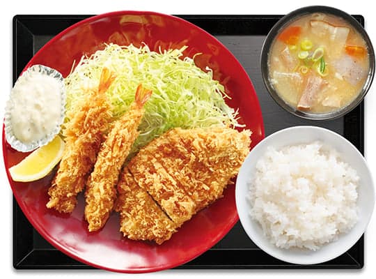 Menu combo tempura de crevettes et longe de porc panée