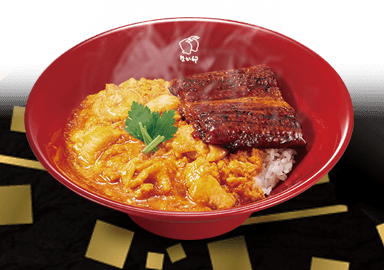 Kombi-Reisschale mit Aal, Hähnchen und Ei (Oyakodon)