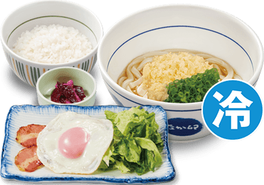 Kaltes Haikara Udon, Speck und Ei mit Reis (Klein)