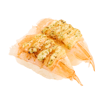 Seared Shrimp with Basil Mayo & Cheese