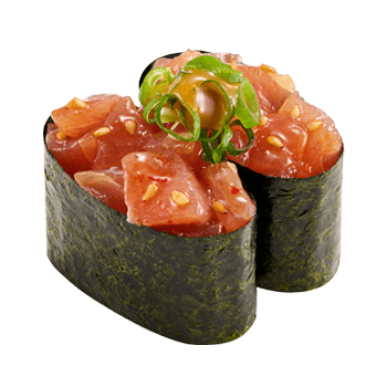 Spicy Tuna Yukhoe Gunkan with Egg Yolk Soy Sauce