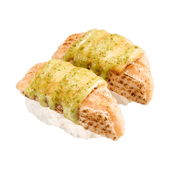 Seared Salmon with Basil, Mayo & Cheese
