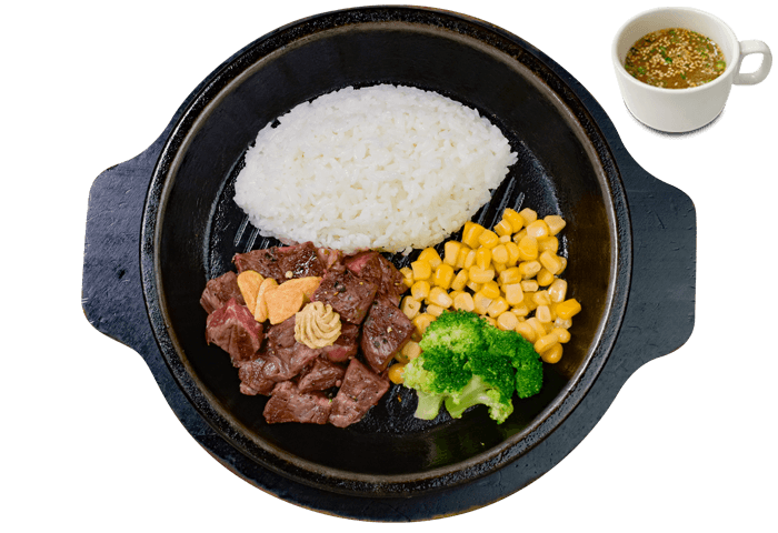 ランチ赤身ステーキプレート(スープ付・ライス大盛り無料)