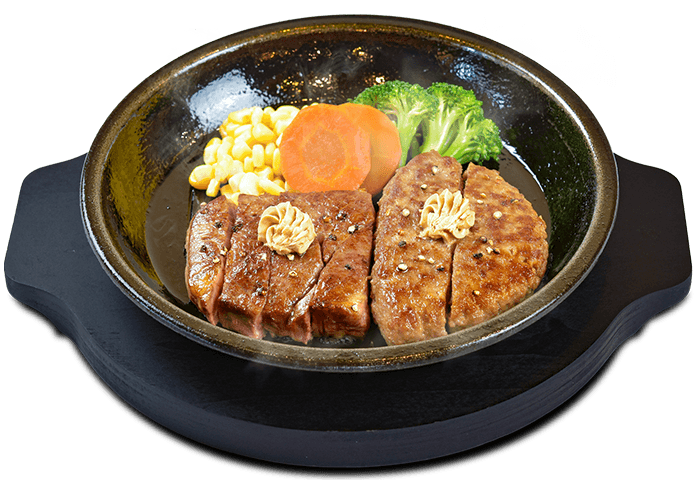 ワイルドコンボ ステーキ100g+ハンバーグ150g