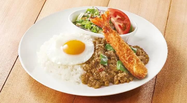タイ風ガパオライス+海老フライ