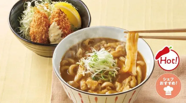 カレー南蛮うどん+おつまみカキフライ