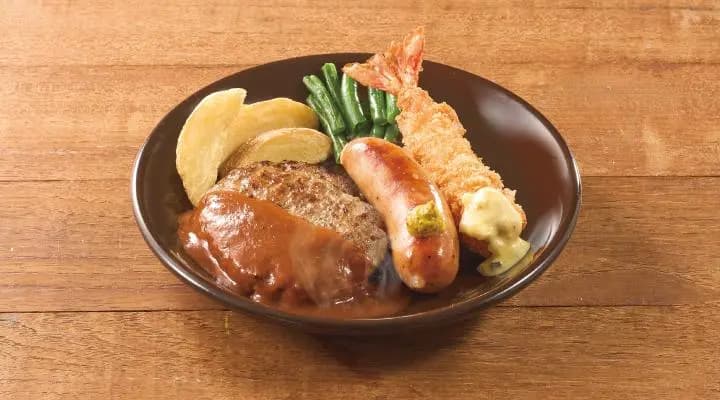 ハンバーグ&フランクソーセージ&海老フライ