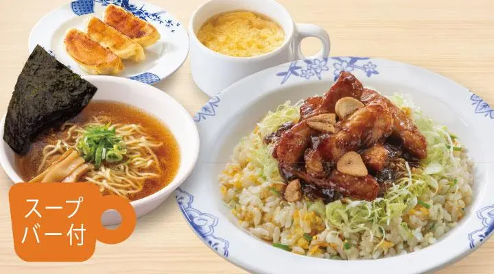 濃厚とんてきチャーハンとラーメン餃子セット