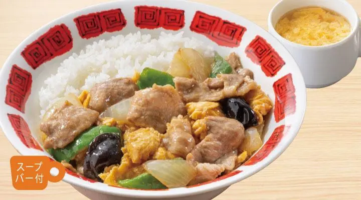 豚肉玉子炒め大盛りご飯のお得丼