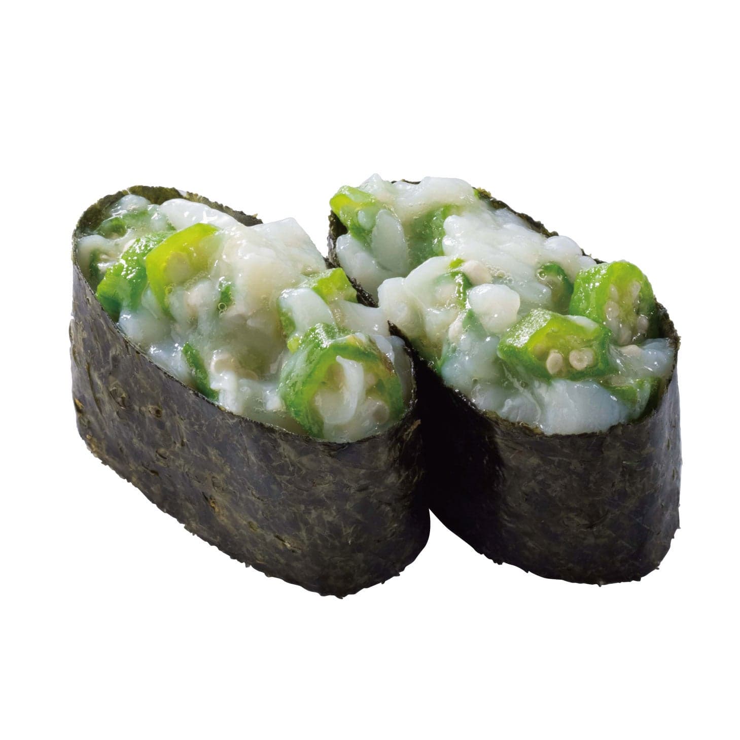 ซูชิเรือรบปลาหมึกและกระเจี๊ยบ