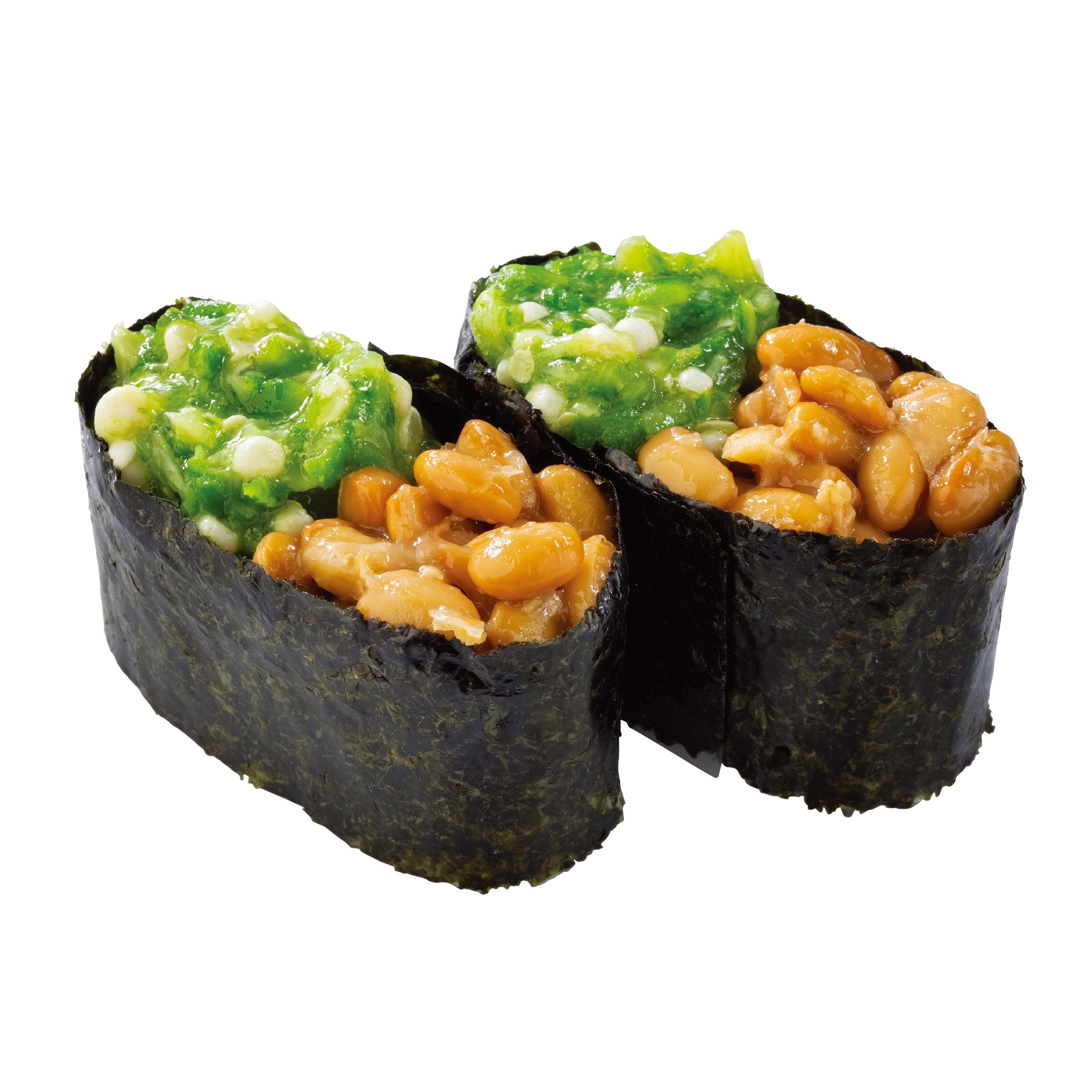 ซูชิเรือรบกระเจี๊ยบและนัตโตะ (ถั่วเน่า)