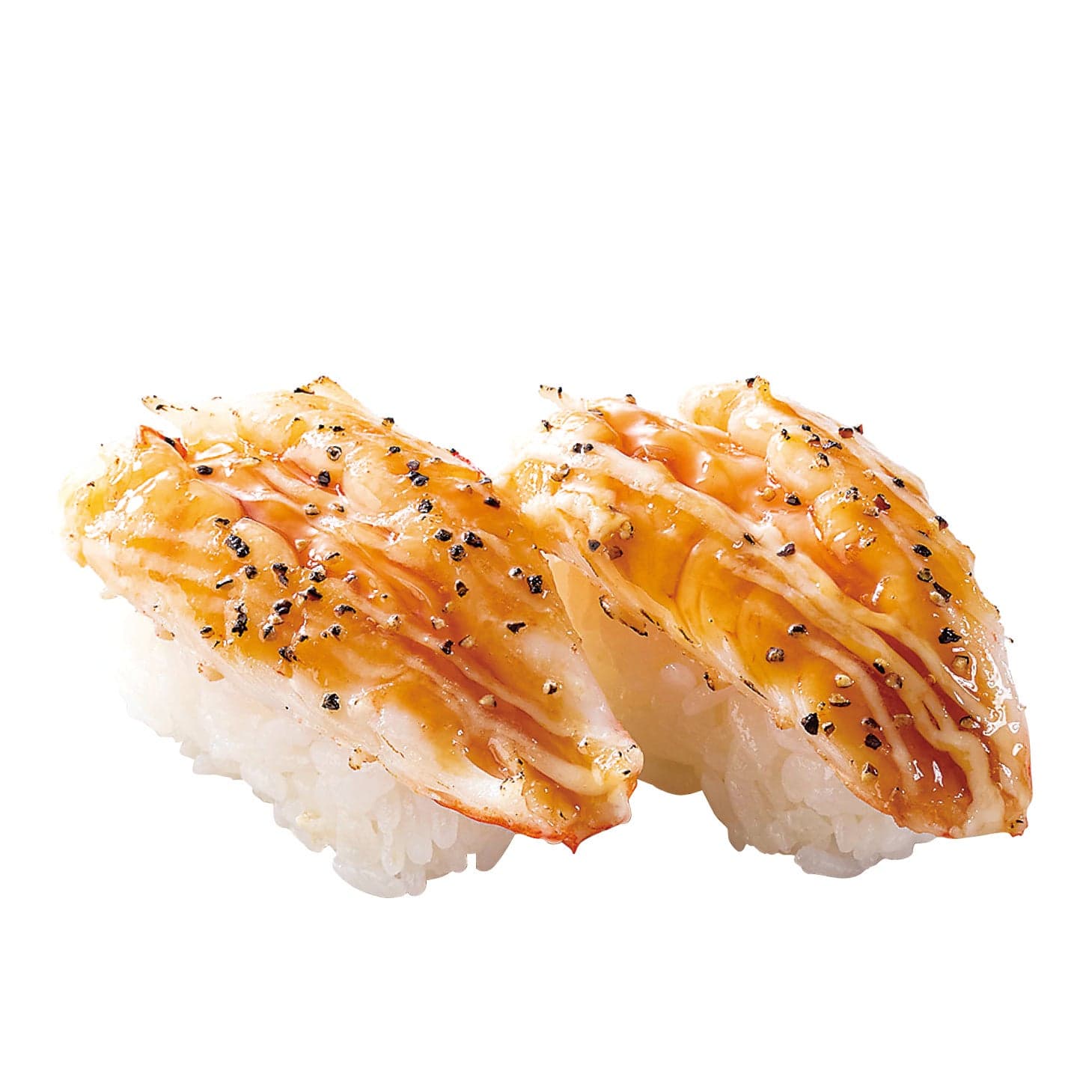กุ้งเบิร์นไฟราดมายองเนสพริกไทยดำ