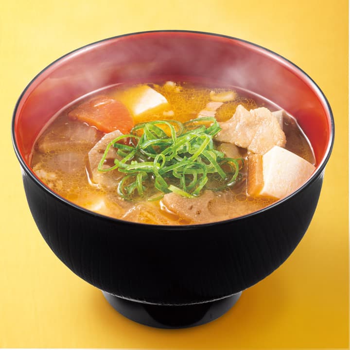 Tonjiru (Schweinefleisch-Miso-Suppe) einzeln