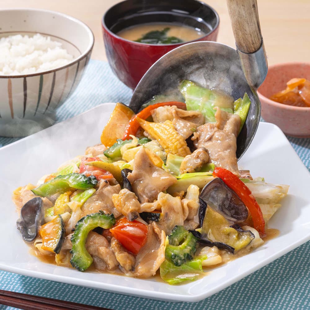 Stir-fried Summer Vegetables with Clams and Pork, Champon Style