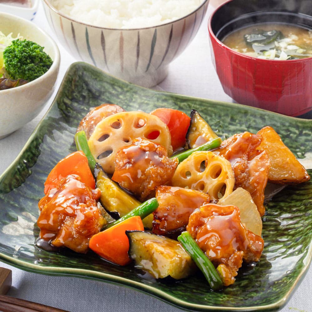 Chicken and Vegetables with Sweet and Sour Black Vinegar Sauce