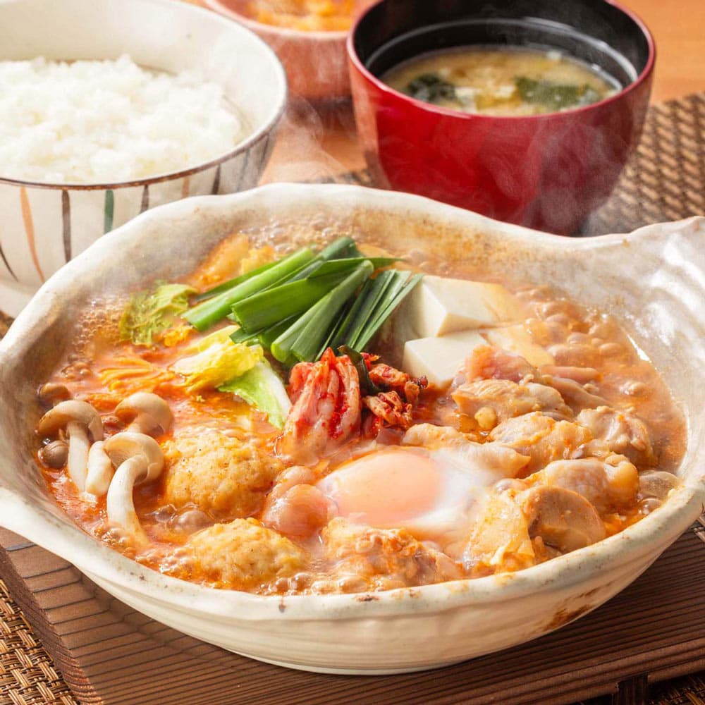 Spicy and Delicious Chicken and Chicken Meatball Kimchi Jjigae