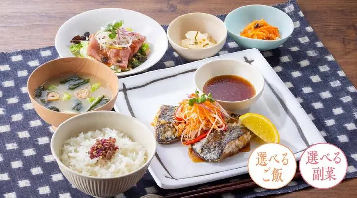 北海道野付産黒カレイの唐揚げ香味野菜甘酢かけ&選べる副菜