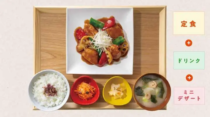 ごろっと野菜と鶏むね肉のバルサミコ香酢和え 選べるデザート&ドリンクセット