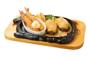 炙りチーズ大俵ハンバーグ&エビフライ