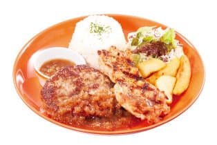 手ごねハンバーグ&グリルチキンプレートランチ