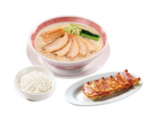 Salt Tonkotsu Ramen & Pan-Fried Gyoza & Half Rice