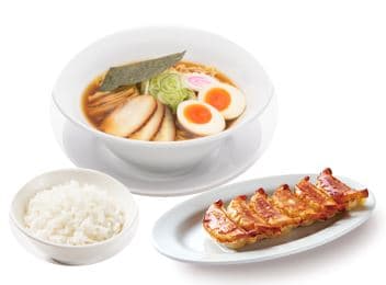 Ajiyoshi Chuka Soba, Pan-Fried Gyoza & Half Rice Set