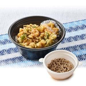 Formule Bento Tempura Donburi Kakiage de Fruits de Mer (avec Petit Yabu Soba Froid)