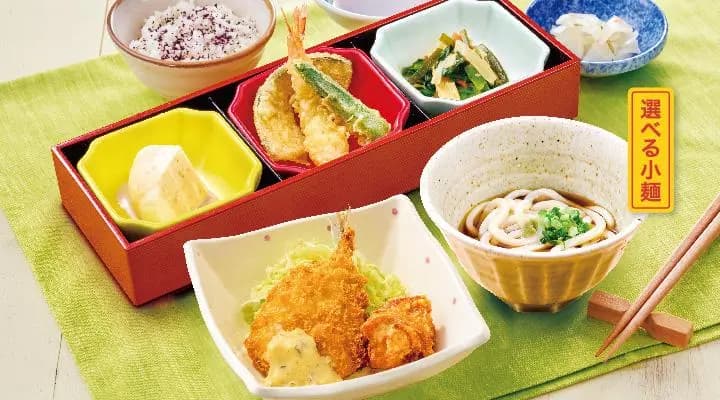 お昼のなないろ夢和膳(長崎県産あじフライ&唐揚げ)