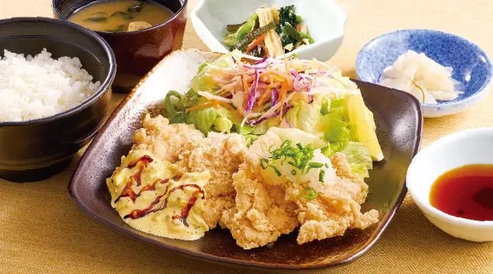 若鶏の竜田揚げおろしポン酢&テリタル定食