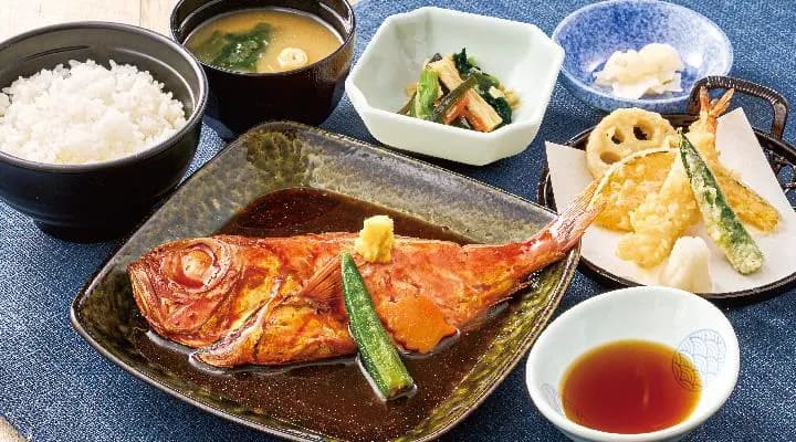 金目鯛の姿煮と小天ぷら膳
