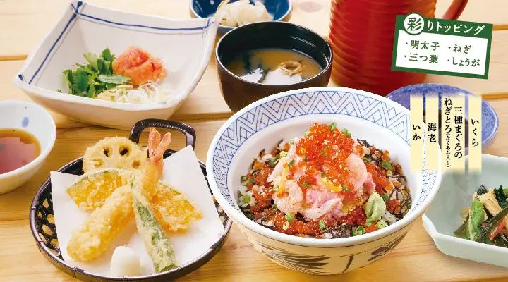 こぼれいくらの海鮮茶漬け小天ぷら膳