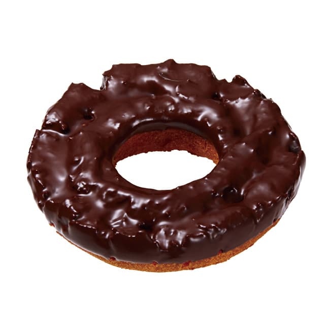 Klassischer Donut mit reichlich Schokoladenüberzug