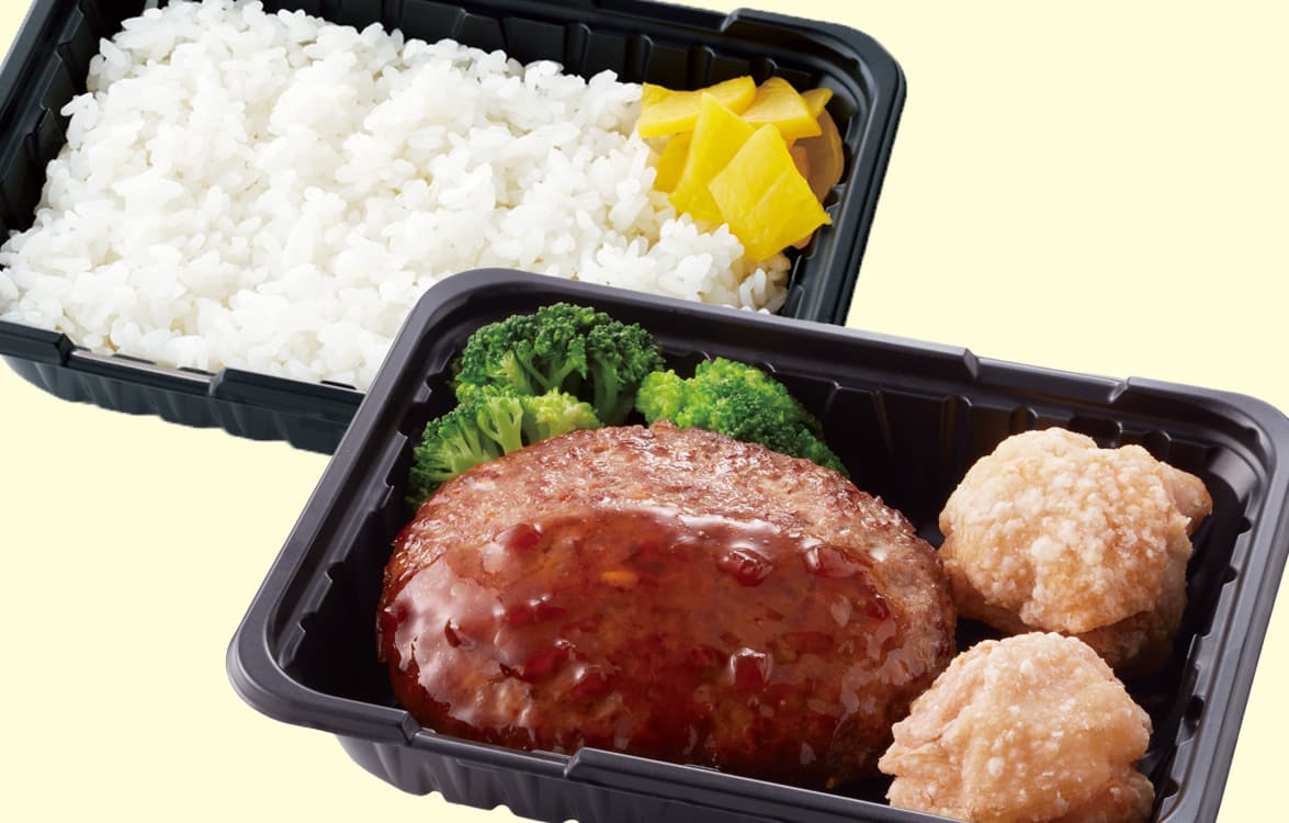 日替りランチ(金曜日)ハンバーグ&唐揚げ弁当