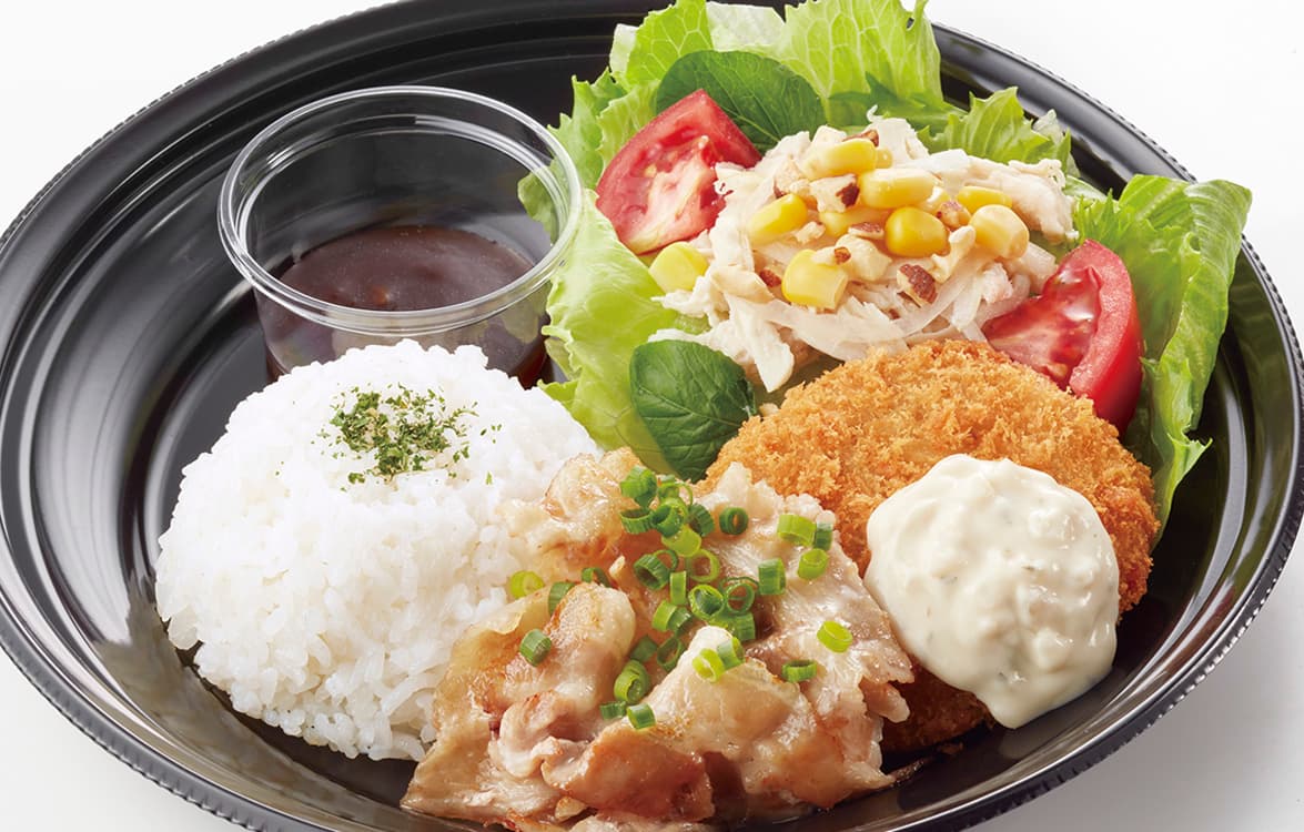 カフェプレートランチ(金曜日)焼きしゃぶとポテトコロッケ&蒸し鶏サラダ