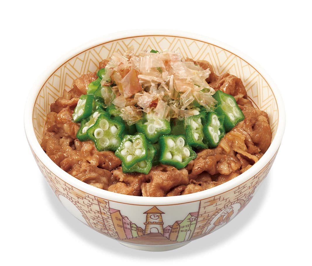 Gyudon au gombo et aux flocons de bonite