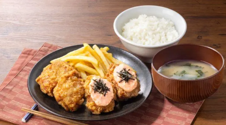 ★キャベツをポテトに変更★博多やまや明太マヨから揚げ合盛り定食【4個】