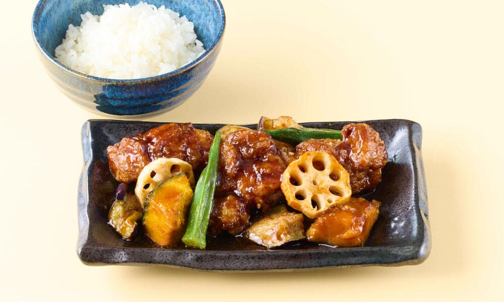 鶏と野菜の黒酢あん弁当