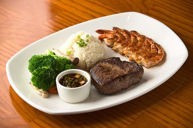 Angus-Hüftsteak & gegrillte Garnelen