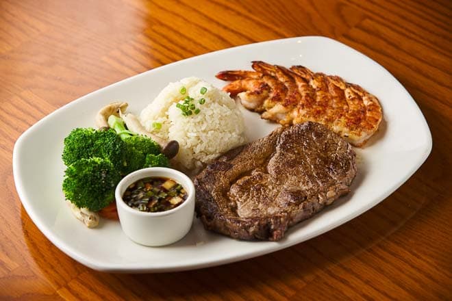 Ribeye & gegrillte Garnelen