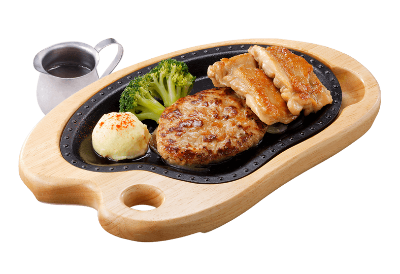 ガーリックチキン&ハンバーグステーキ