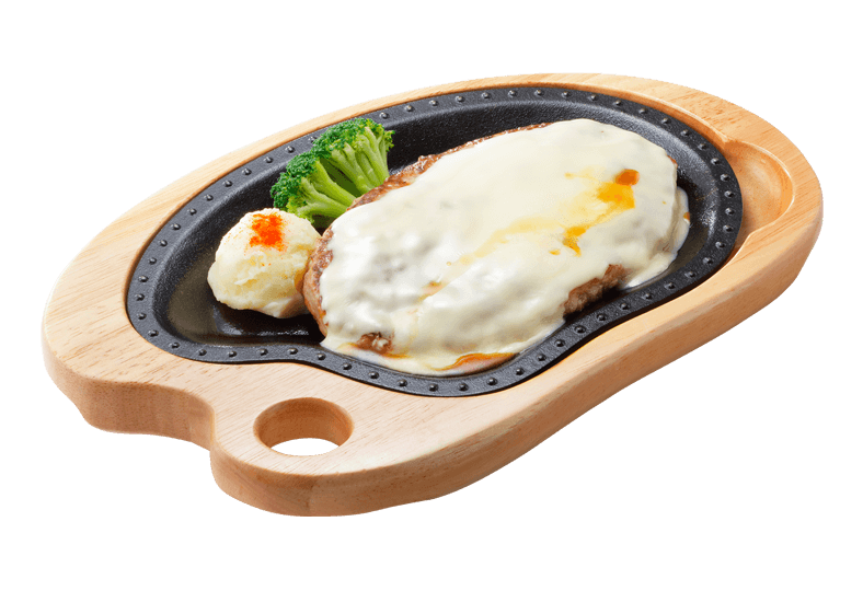 フォンデュ風チーズバーグステーキ