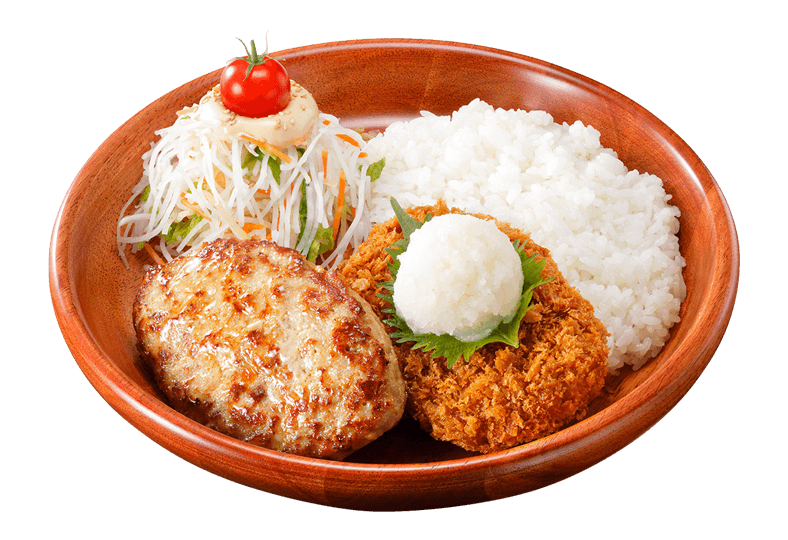 メンチカツおろしそ&ハンバーグディッシュ