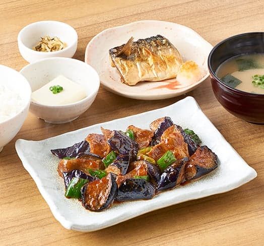 Formule aubergine au miso et poisson grillé