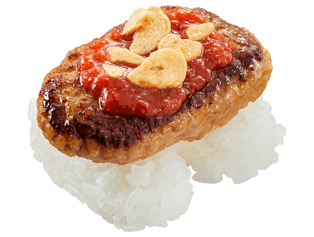 ごちそうハンバーグにぎり ~夏のトマトガーリック~