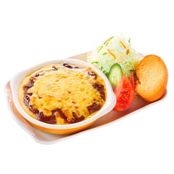 夜コメ ハイ!チーズ!!プレート チーズカリーグラタン(ドリンク注文時)