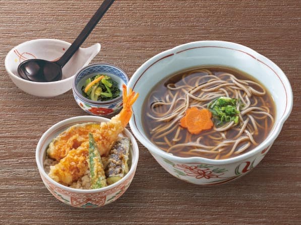 あったかそばと小天丼または小ねぎとろ丼セット