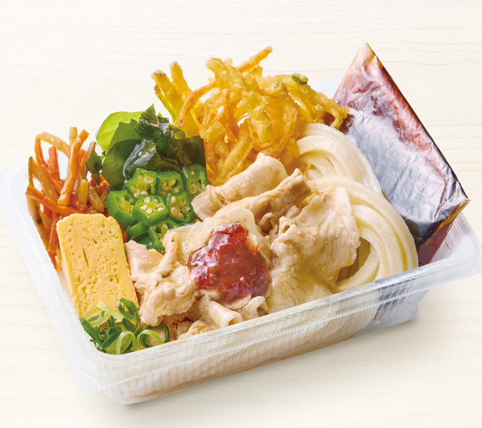 Udon Bento Pork Shabu, Plum & Okra